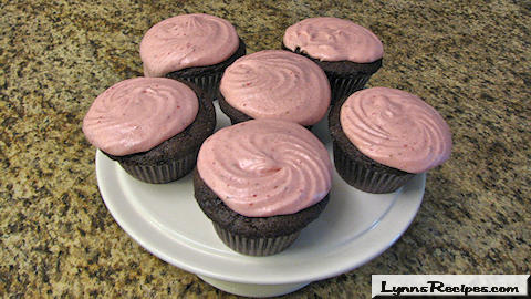 Chocolate Cupcakes With Strawberry Buttercream Frosting